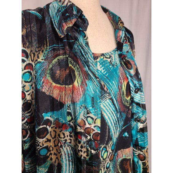 Drapers Studio Long Sleeves Womens Shirt Top 2 Piece Set Peacock Size L A100 - Picture 9 of 14